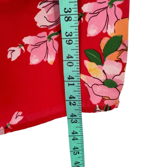 PIGALLE Daisy Red Floral Cold Shoulder Tie Midi Dress - Picture 7 of 8